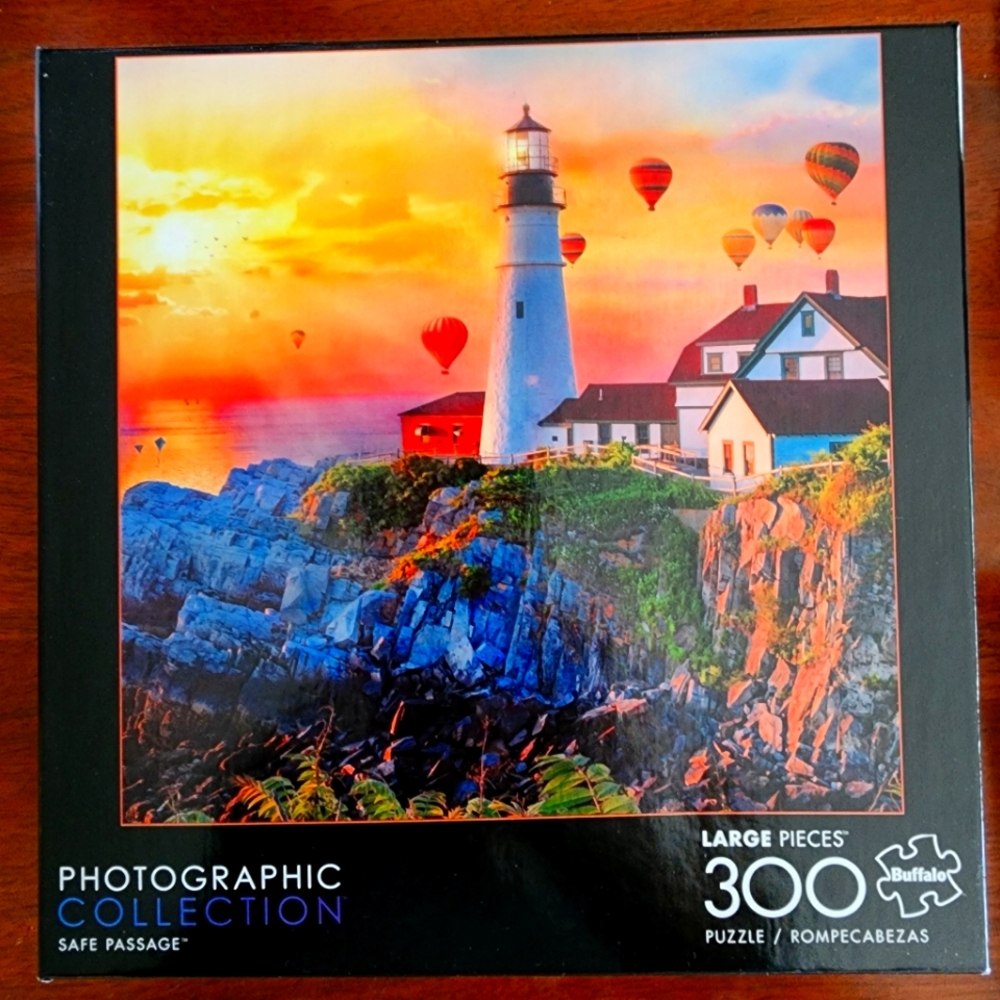 New Buffalo Photo Collection Lighthouse Air Balloon Seaside 300 pc Jigsaw Puzzle
